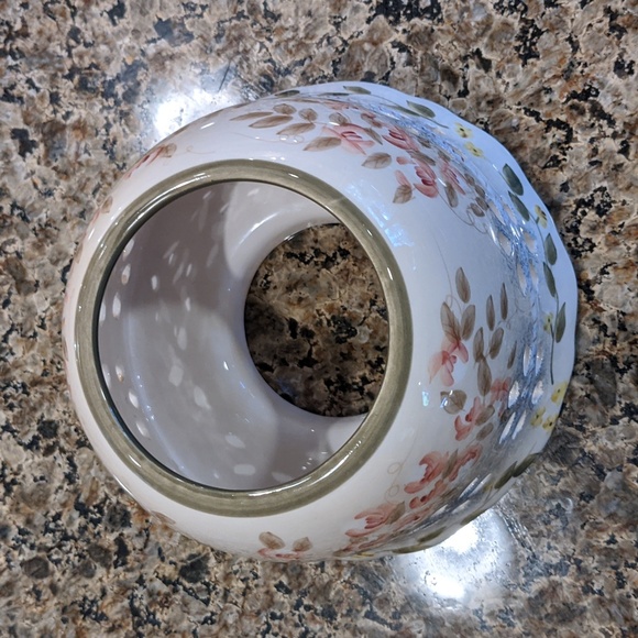 Candle Topper Home Interior 6" Shade Spring Floral Shade Cutouts Ceramic Decor - Picture 2 of 5